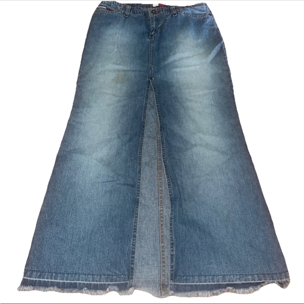 Vintage Tommy Hilfiger Skirt Women’s Size  5 Denim Long Front Slit Y2K 00s